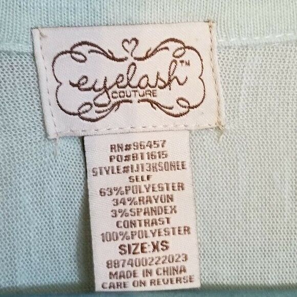 Eye Lash Couture Womens Sz XS Mint Green Solid Long Sleeve Cardigan Sweater - Picture 5 of 9